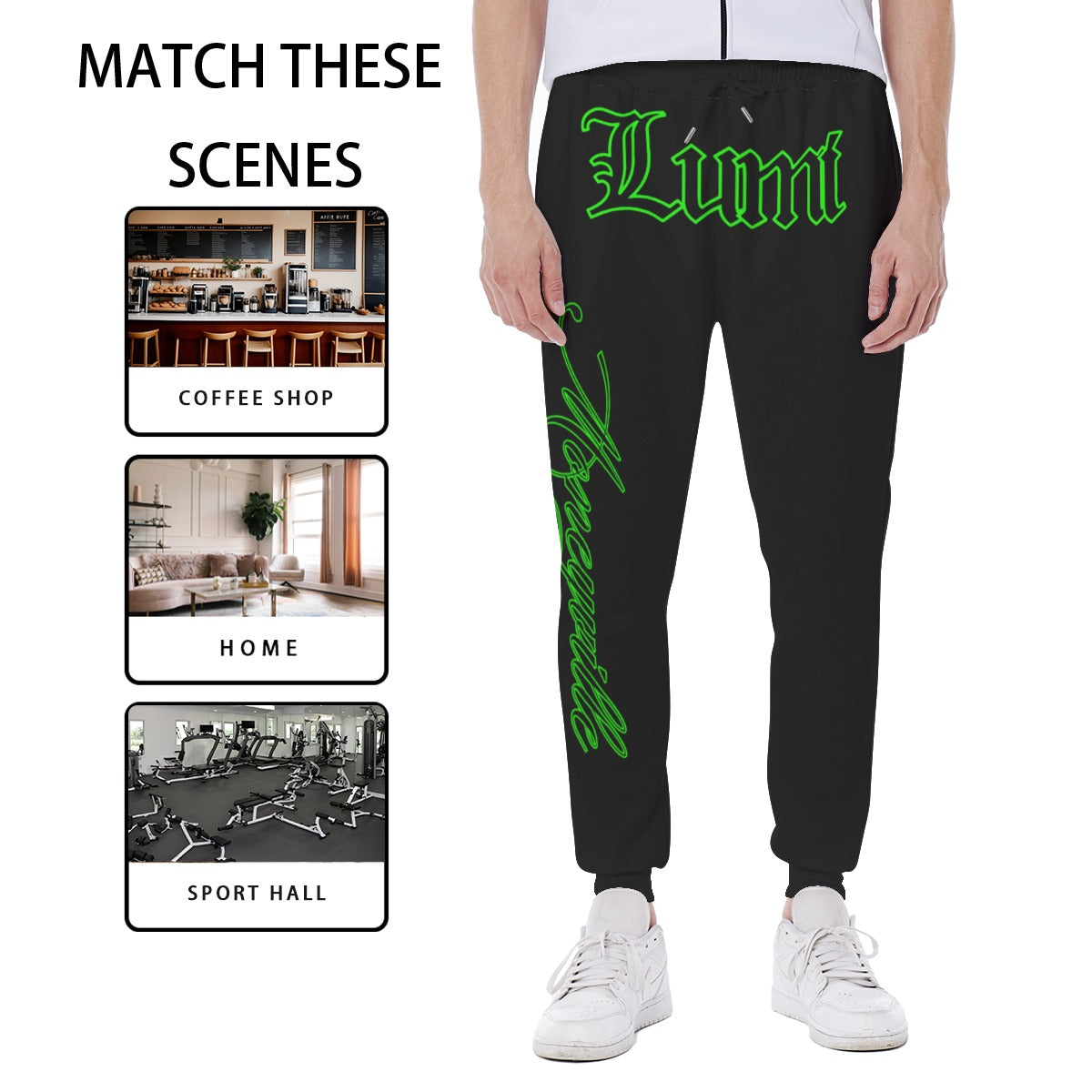 Green Moneyville Black Sweatpants