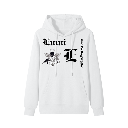 "Get Yo Bag Right" White Cotton Hoodie